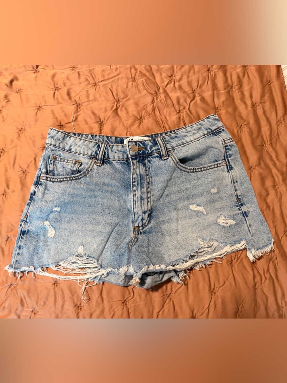 Zara Light Blue Denim Shorts with Topstitch